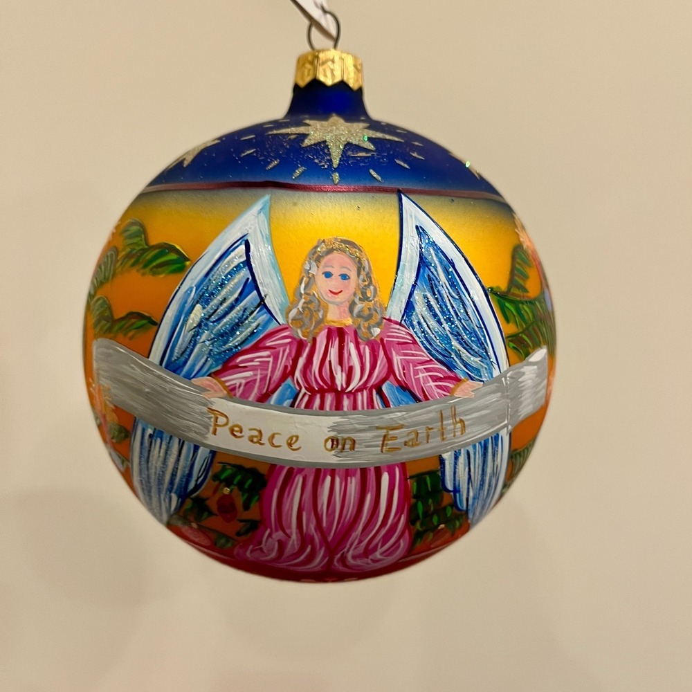 CHRISTOPHER RADKO "Peace On Earth" Christmas Ornament, New, Large Globe MINT